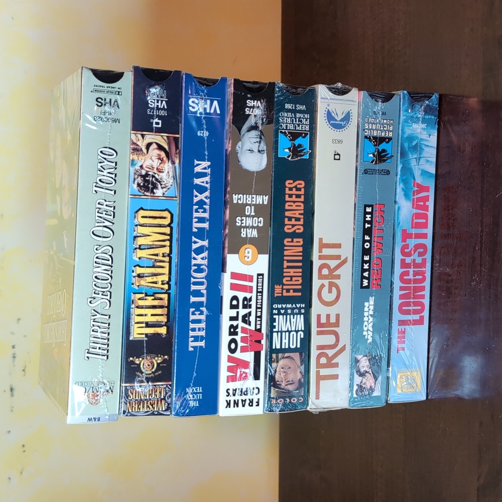 8 Sealed Classic War and Western VHS Collection Mostly John Wayne
